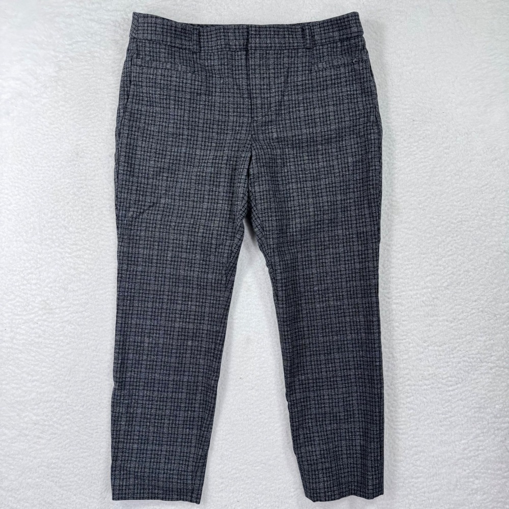Banana Republic Sloan Pants Women's‎ 6S Gray Plaid Cropped Career Trouser Petite